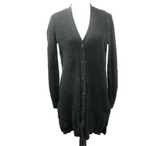 Cabi Black Ribbed Long Button Front Cardigan Sweater Size Small